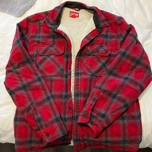 Red Plaid Coleman Sherpa Jacket - never worn!